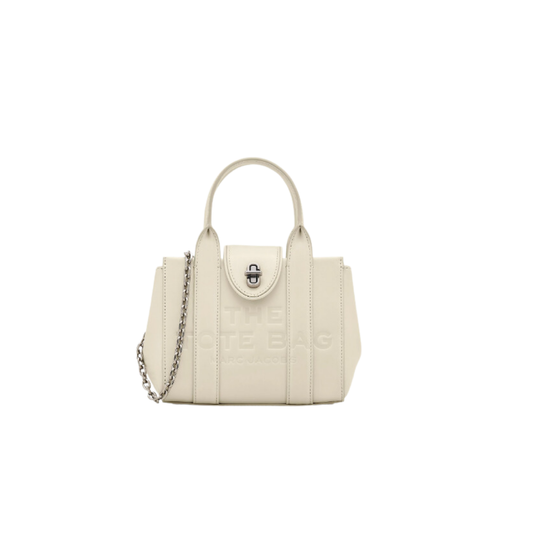 MARC JACOBS THE TURNLOCK TOTE CLOUD WHITE